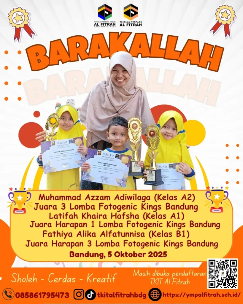 Barakallah.. selamat untuk ananda Azzam, Latifah, dan Alika atas prestasinya dalam Lomba Fotoge